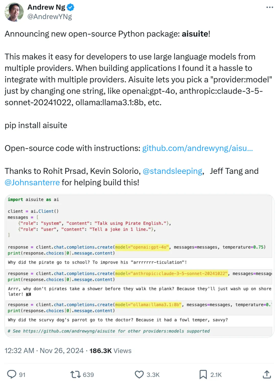 吴恩达出手,开源最新Python包,一个接口调用OpenAI等模型