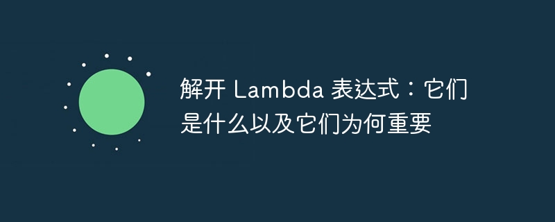 解开 Lambda 表达式:它们是什么以及它们为何重要