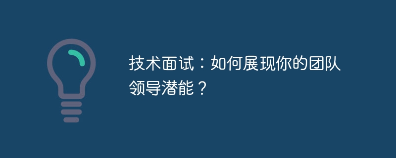 技术面试:如何展现你的团队领导潜能?