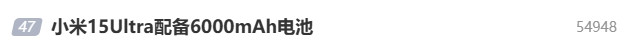 小米15 Ultra今晚发布!6000mAh巨无霸电池来袭!