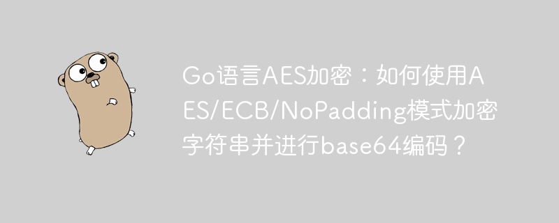 Go语言AES加密：如何使用AES/ECB/NoPadding模式加密字符串并进行base64编码？