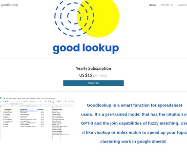 Goodlookup：智能电子表格匹配与主题聚类工具