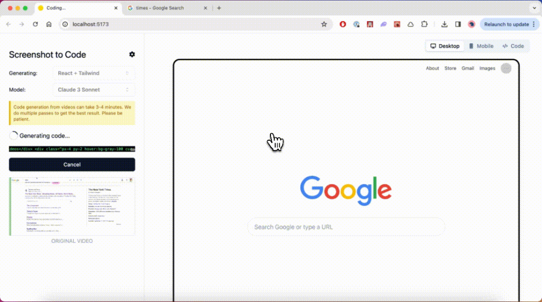 Screenshot to Code