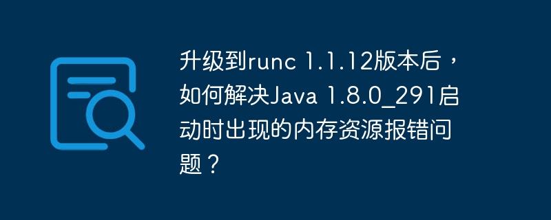 升级到runc 1.1.12版本后，如何解决Java 1.8.0_291启动时出现的内存资源报错问题？
