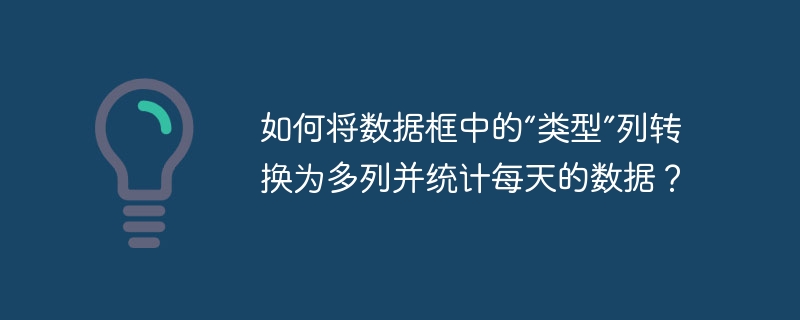 如何将数据框中的“类型”列转换为多列并统计每天的数据?