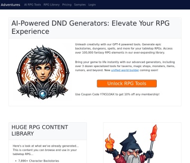 LitRPG Adventures:先进的桌面RPG内容生成器