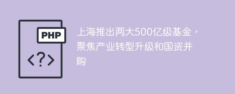 500亿级基金瞄准上海产业转型与国资并购