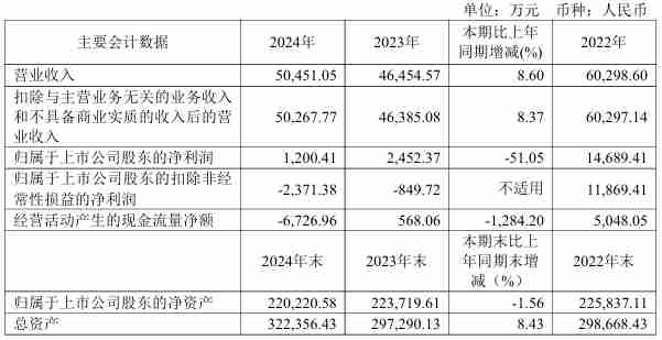 壹石通2024年营收5.05亿元，净利润同比下降51.05%