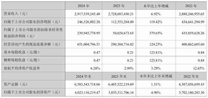 飞凯材料2024年营收29.18亿元，净利润同比增长119.42%