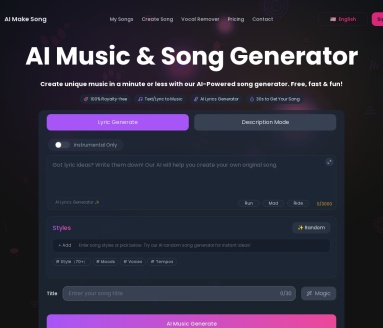 AI Make Song：零门槛AI音乐创作平台，助你轻松制作个性化音乐