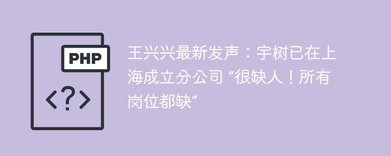 王兴兴最新动态:宇树上海分公司成立,急聘各岗位!