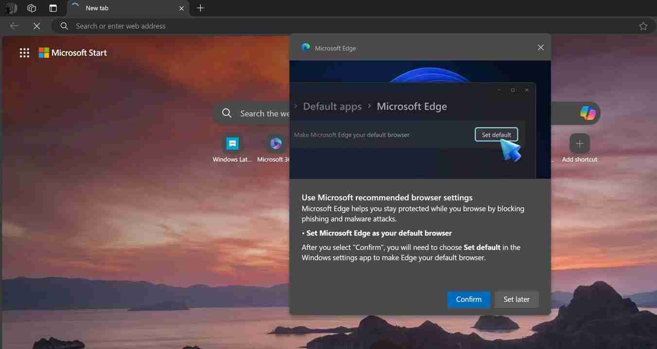 全新的 3D 横幅：微软力邀 Win11 用户把 Edge 设为默认浏览器