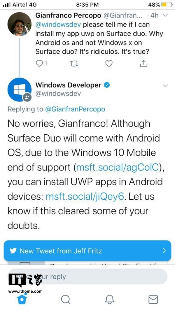 微软回应：SurfaceDuo支持开发者运行UWP应用