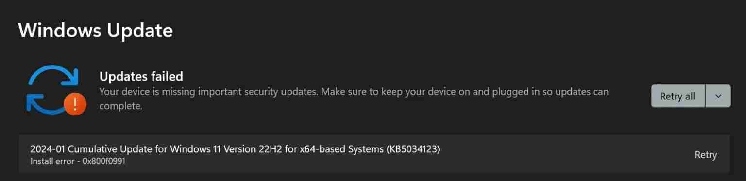Win11 用户反馈无法安装微软 1 月更新，看看解决方法