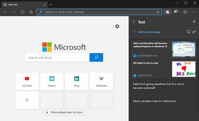 Win10 Edge Canary更新：引入收藏夹功能