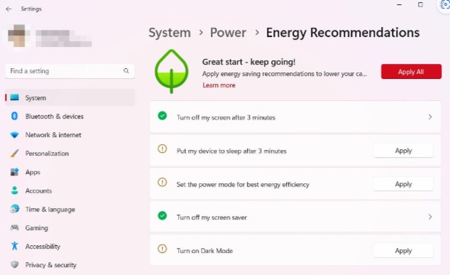 Win11提升笔记本续航,EnergyRecommendations新功能