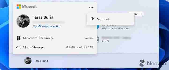 微软Win11 Beta 预览版“注销”按钮被隐藏：需打开 Microsoft 36