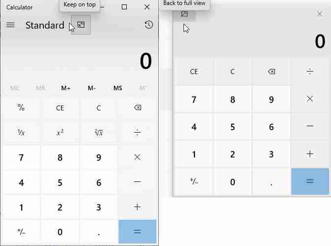 Win10计算器更新：新增总在最前端功能