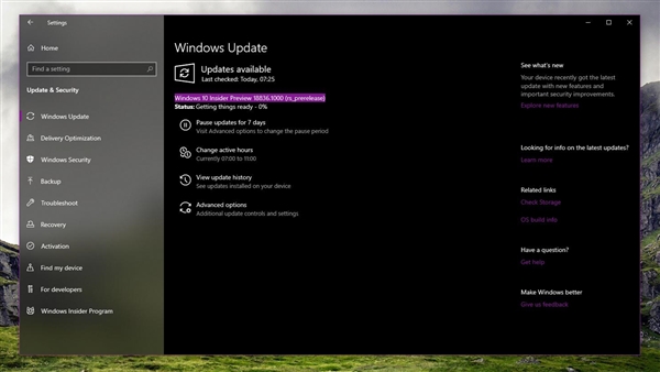 Windows1020H1首版18836发布,今春更新19H1和19H2