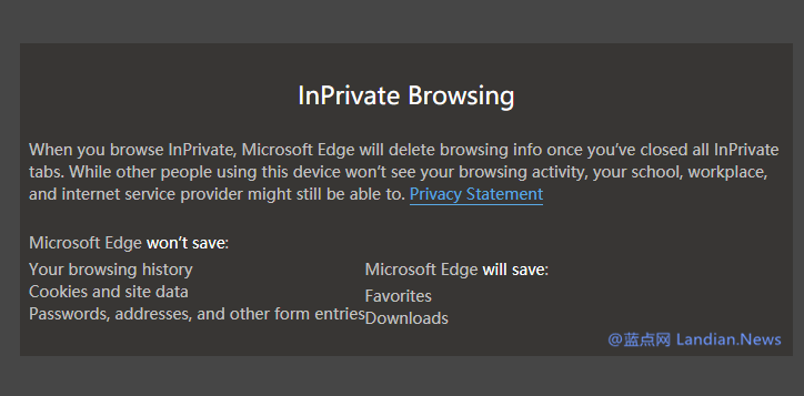 微软Win10Edge隐身模式优化:关闭窗口丢弃数据详情