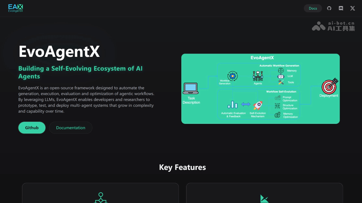 EvoAgentX— 开源的AI Agent自动化生成与优化框架