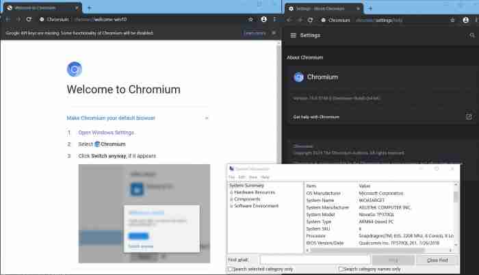 独立开发人员成功编译适用于Win10 ARM的Chromium浏览器
