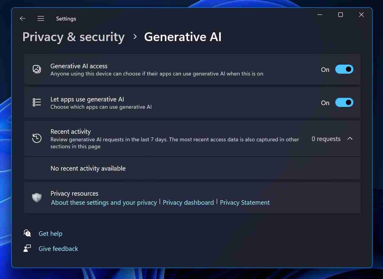 Windows 11 24H2 更新：新增生成式 AI 设置与优化