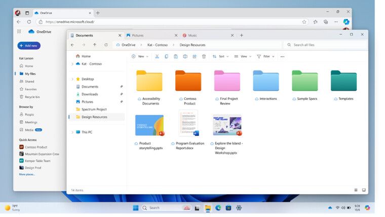 微软Win11文件管理器接入OneDrive,彩色文件夹功能来了!
