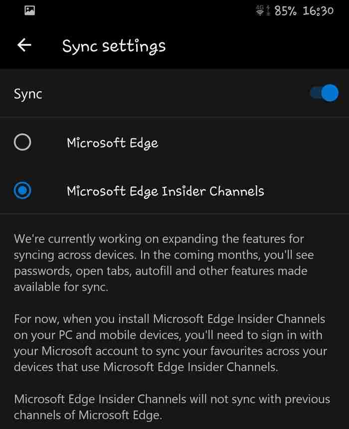 Win10 Chromium版Edge浏览器可在Android端实现同步
