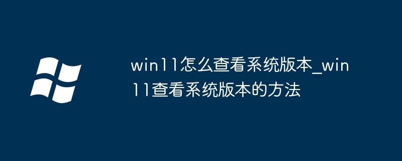 Win11怎么查看系统版本?超简单教程快收藏!