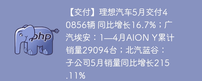 理想/广汽埃安/北汽蓝谷5月交付量大比拼