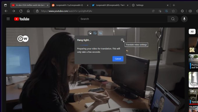 EdgeCanary新特性体验：视频播放器加入翻译切换功能