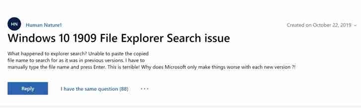 Win10 1909再现bug：文件资源管理器无法右键单击