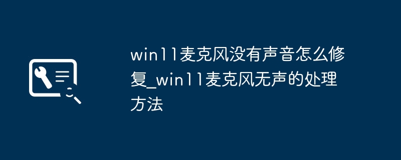 win11麦克风没声音？简单几步轻松解决！