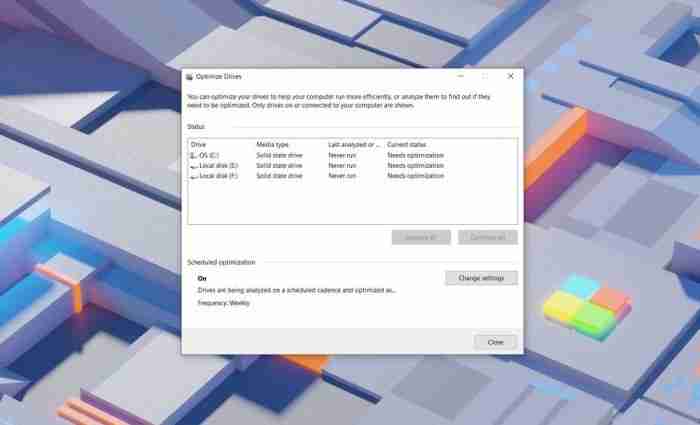 Win10 v2004的磁盘碎片整理工具问题依然存在