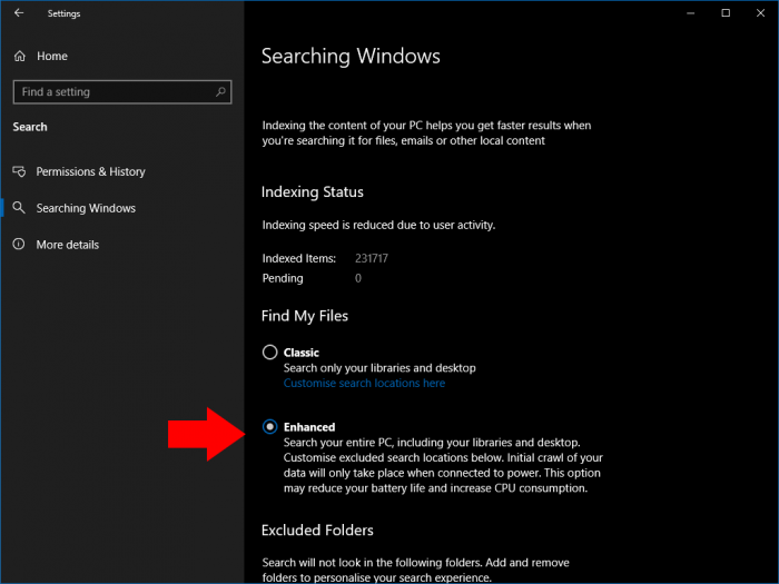 Win10 1903启用增强搜索功能的技巧