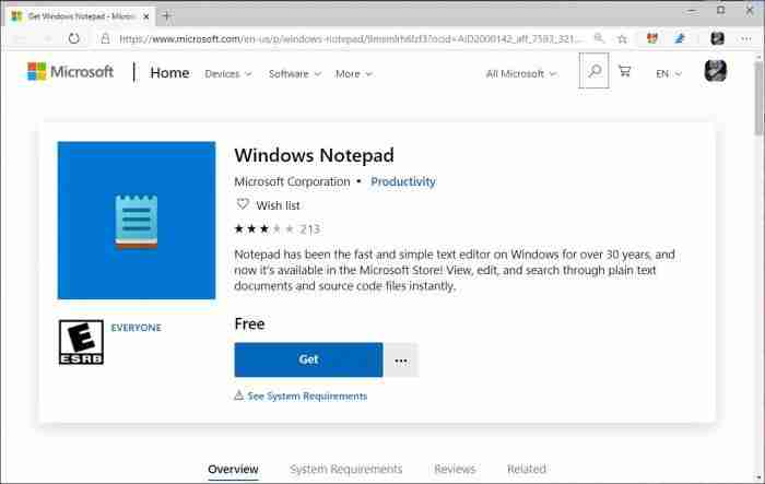 Windows记事本应用现在可以从Microsoft Store中获得