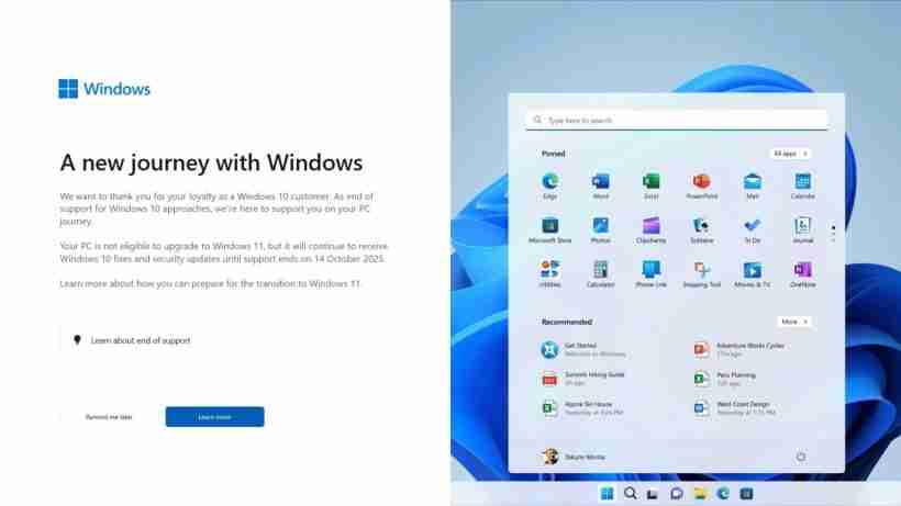 微软全屏弹窗提醒 Win10 用户升级 Win 11：包括不支持 Win11 的