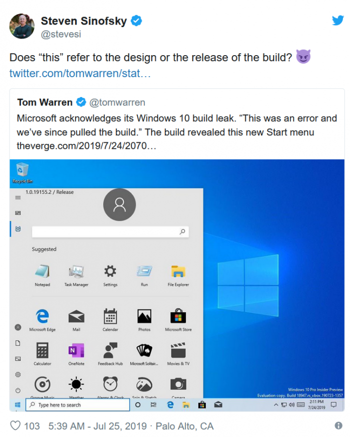 Win10新版本菜单布局遭吐槽