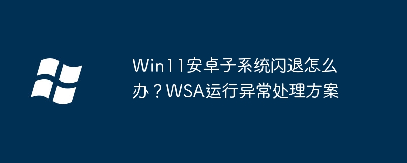 Win11安卓子系统闪退怎么解决