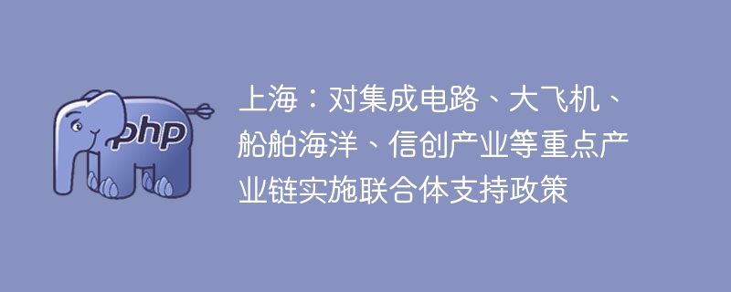 上海重点产业联合体政策正式出台