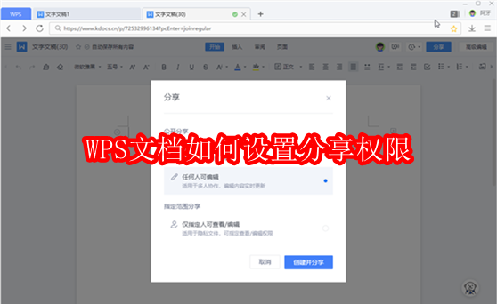WPS文档分享权限设置教程