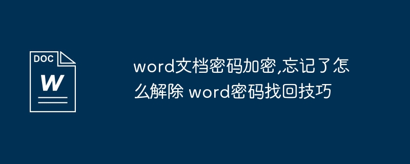 密码忘记怎么解？教你快速找回Word密码