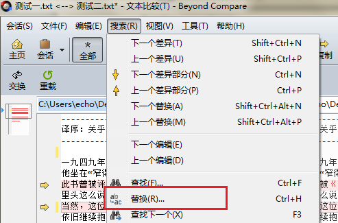 Beyond Compare文本替换方法详解