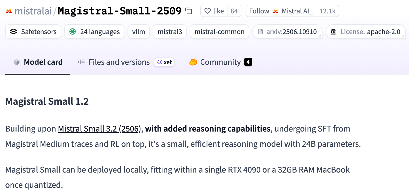 法国 AI 公司 Mistral 开源推理模型 Magistral Small 1.2