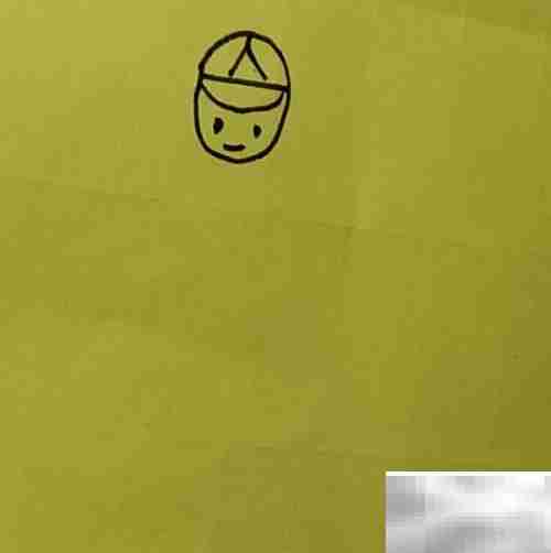 小男孩骑木马简笔画