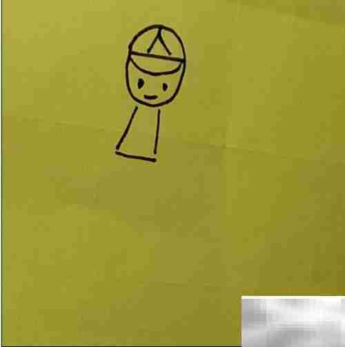 小男孩骑木马简笔画