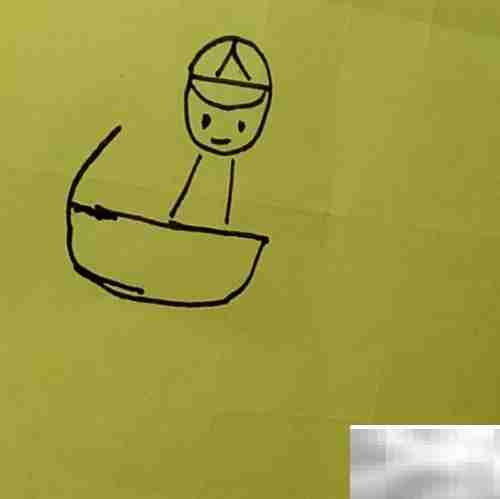 小男孩骑木马简笔画