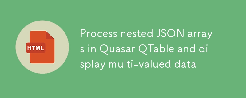 Quasar QTable 中处理嵌套 JSON 数组并展示多值数据

