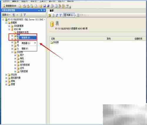 SQL Server 2005新建表方法